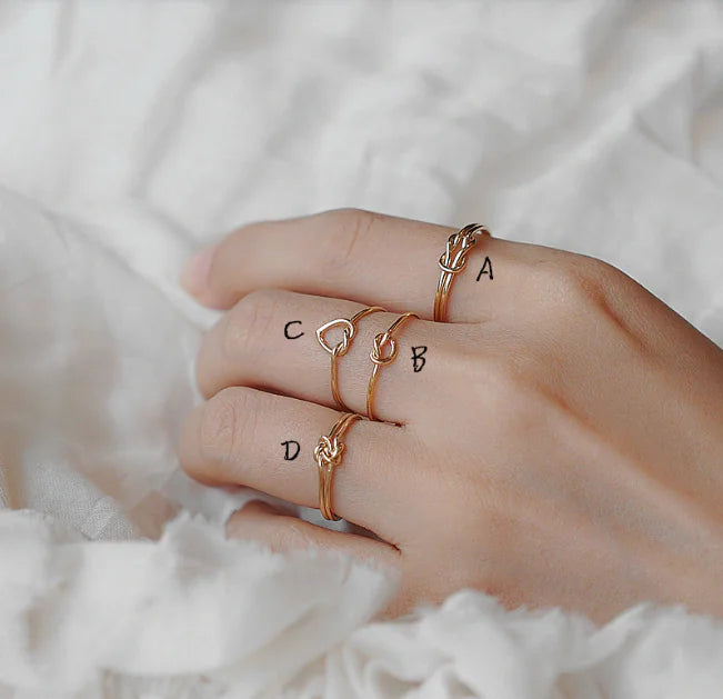 14K Gold-Painted Stacking Heart Rings Set
