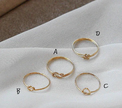 14K Gold-Painted Stacking Heart Rings Set