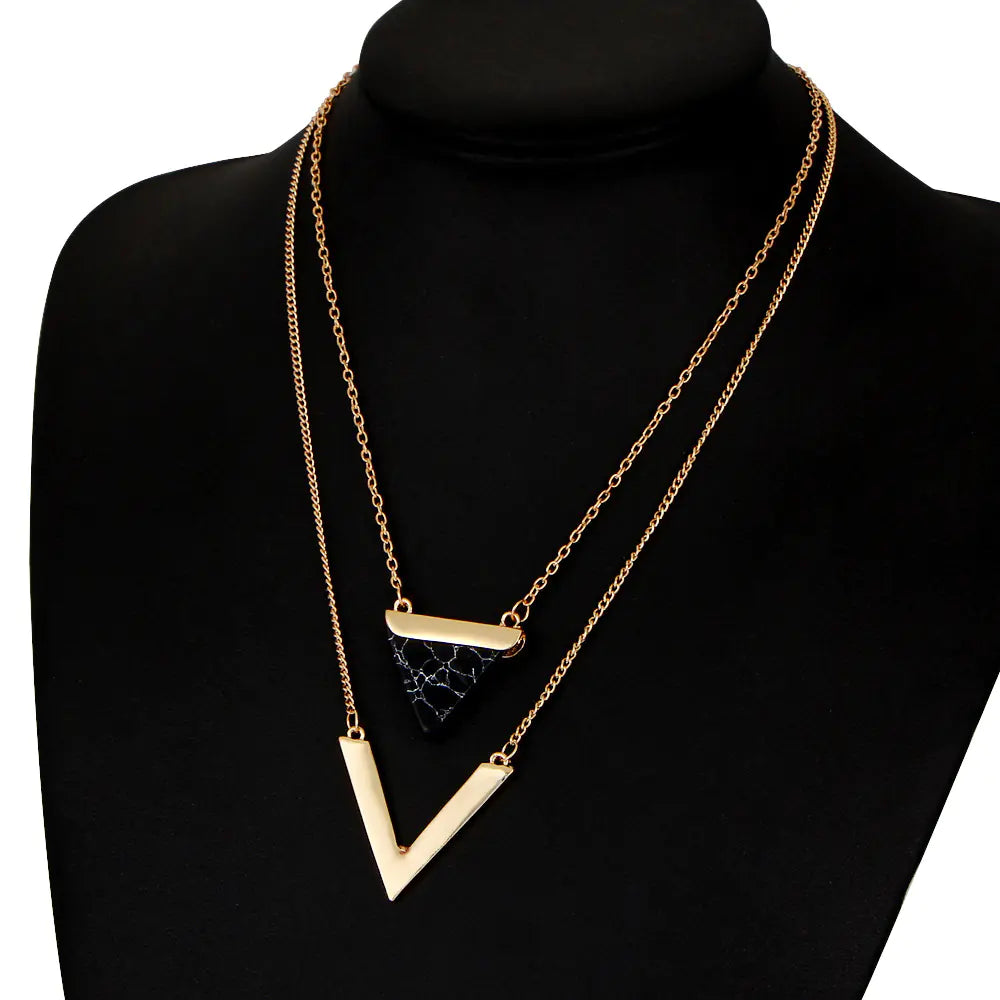 Double Layer Triangle Necklace