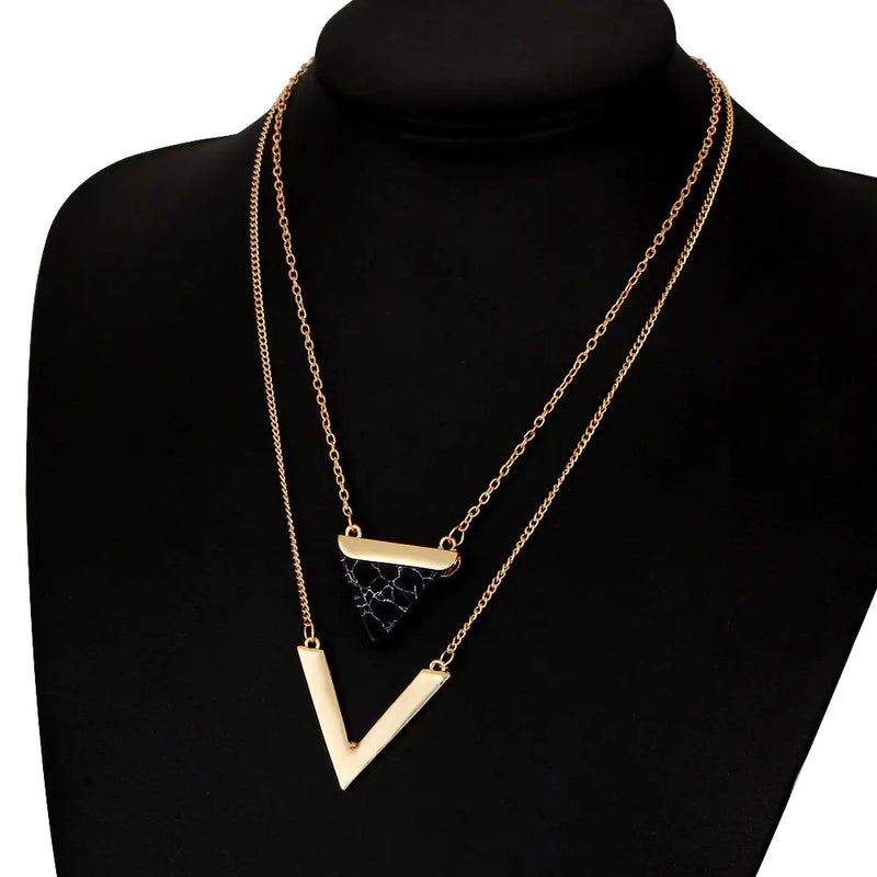 Double Layer Triangle Necklace