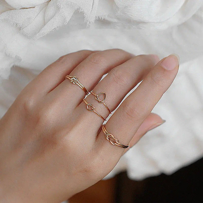 14K Gold-Painted Stacking Heart Rings Set