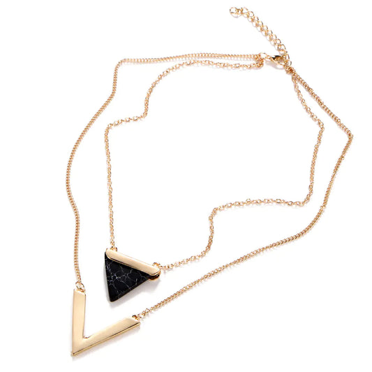 Double Layer Triangle Necklace