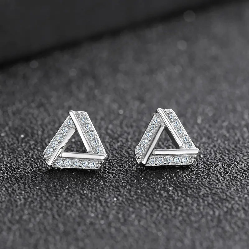 Diamond Triangle Minimalist Earrings