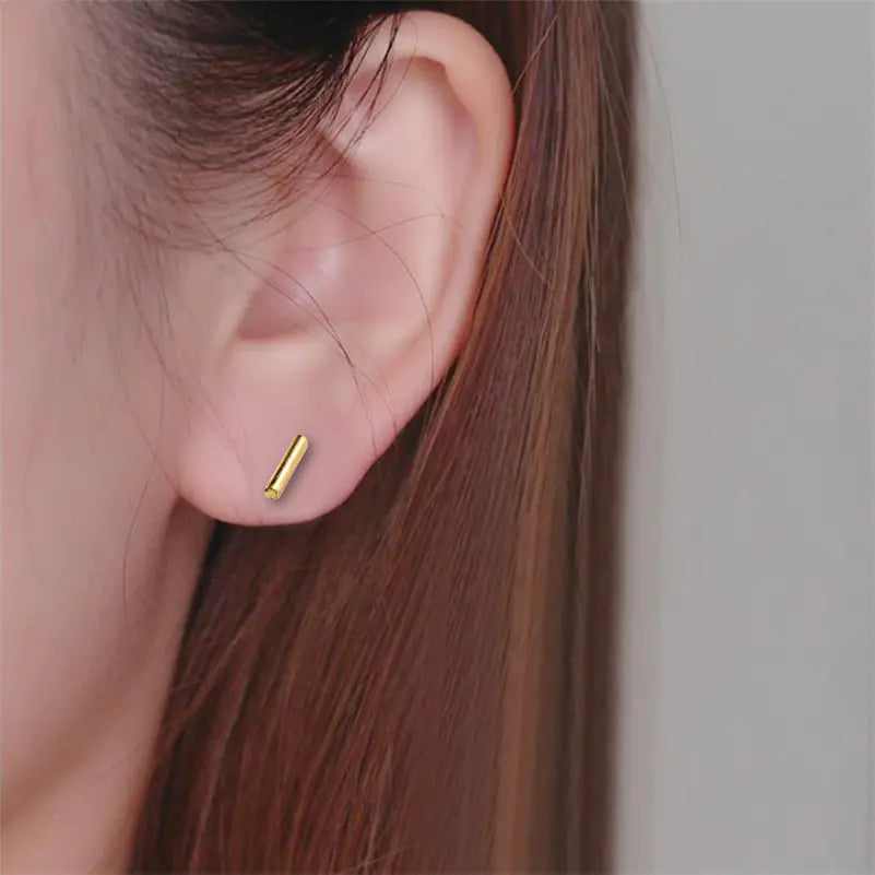Minimalist Cylinder Bar Earrings