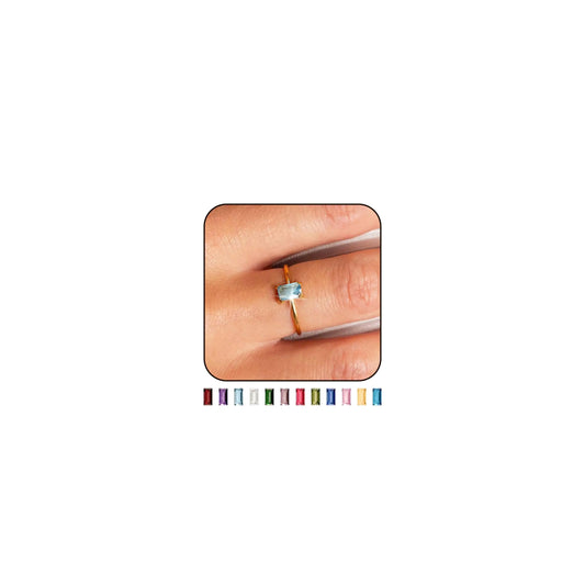 Long Titanium Birthstone Rings