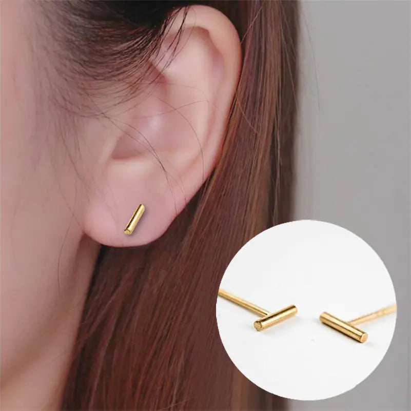 Minimalist Cylinder Bar Earrings