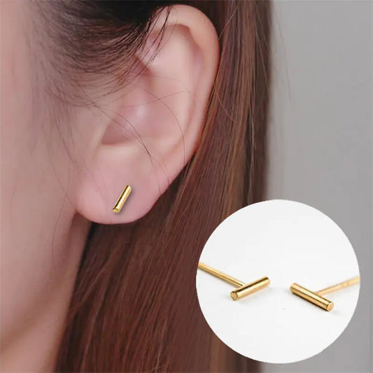 Minimalist Cylinder Bar Earrings