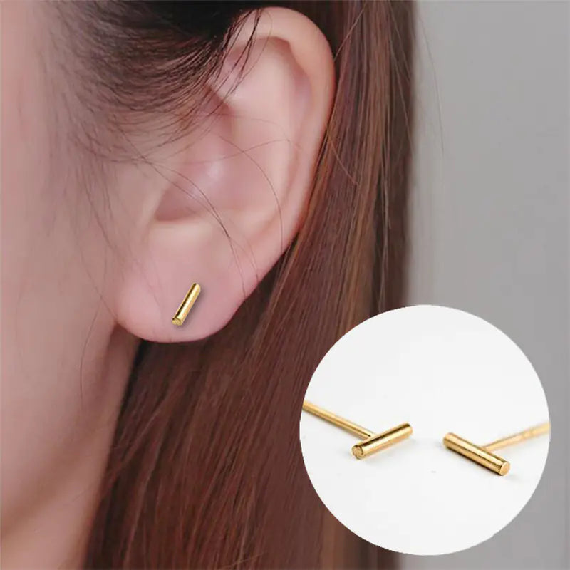 Minimalist Cylinder Bar Earrings