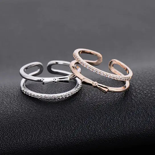 Stacking Ring With Bow And CZ Diamonds