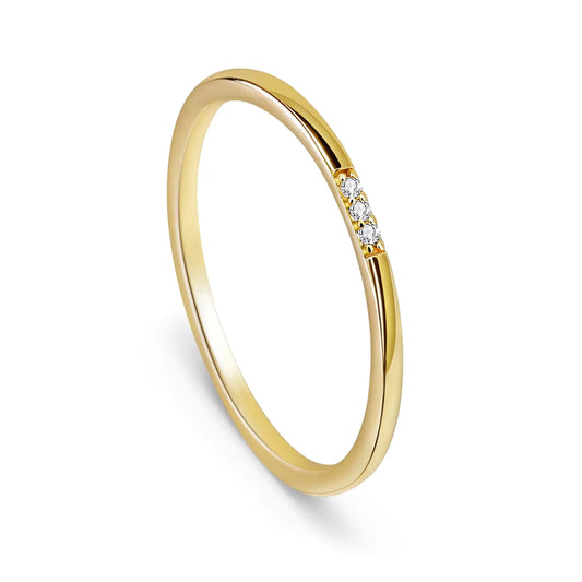 3-Stone CZ Band 14K Gold Plated
