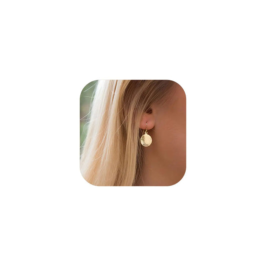 Gold Hammered Disc Earrings