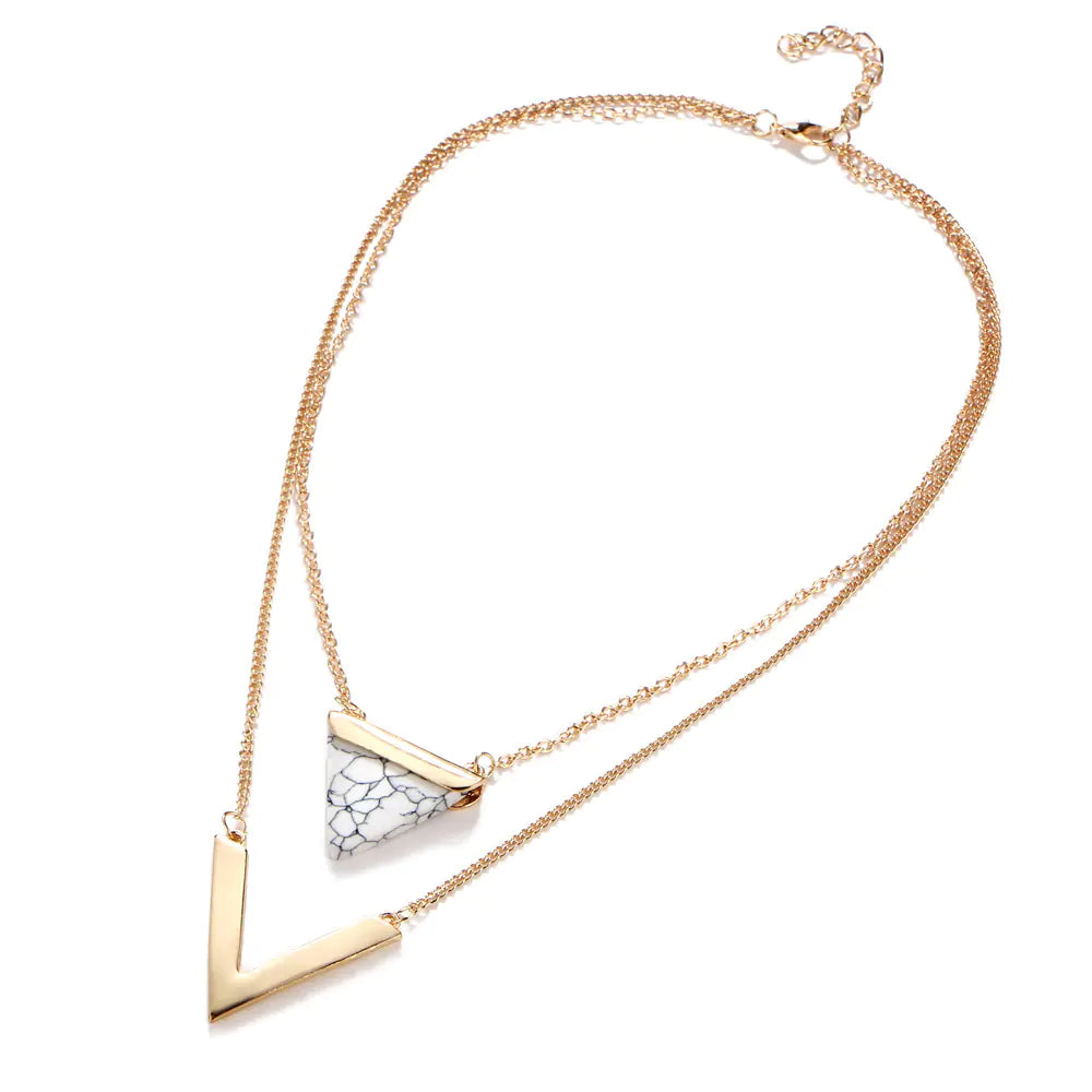 Double Layer Triangle Necklace