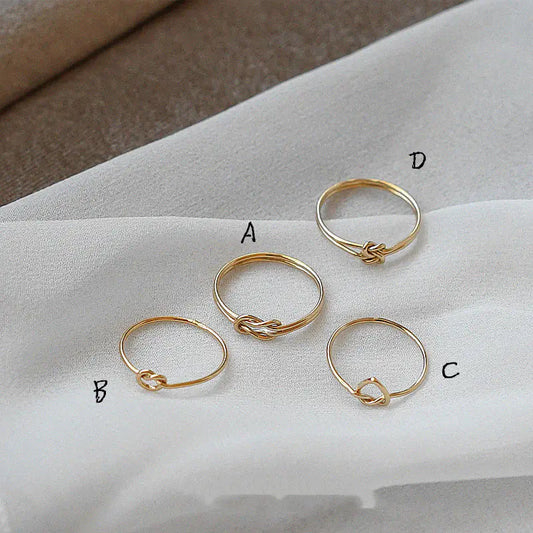 14K Gold-Painted Stacking Heart Rings Set